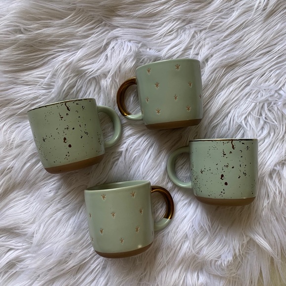 Magnolia Homes 4 Sage Green and Gold Coffee Mugs - Picture 2 of 5